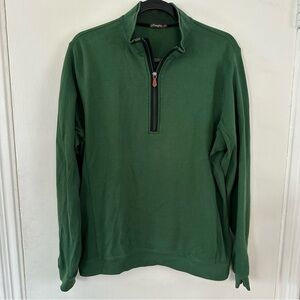J McLaughlin Sweater Quarter Zip Mock Neck Stretch Pima Cotton Green Mens M